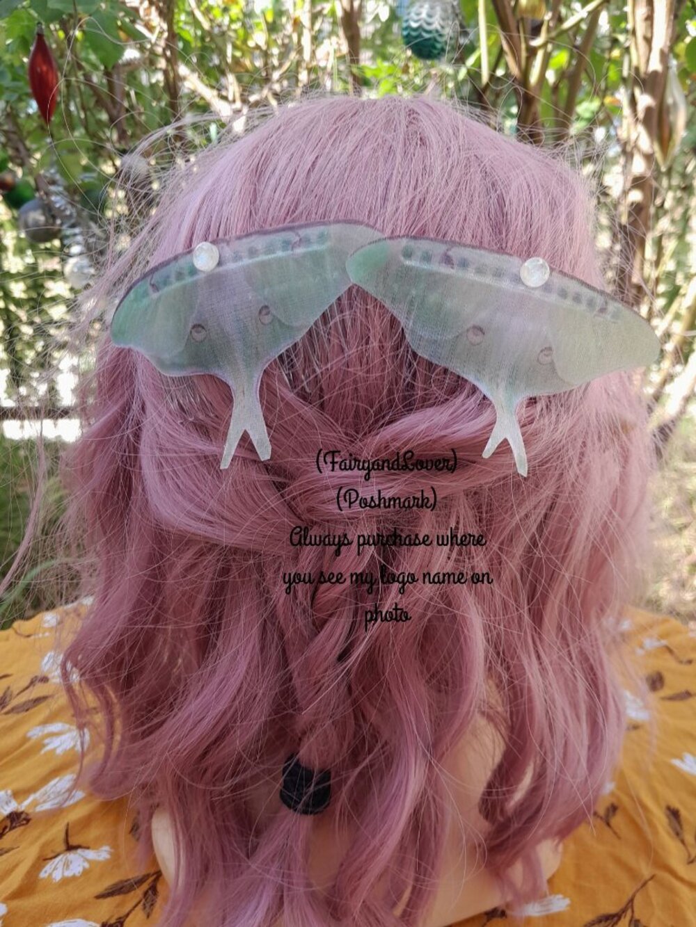 fairy luna moth butterfly silk organza hair combs, festival jewelry gifts